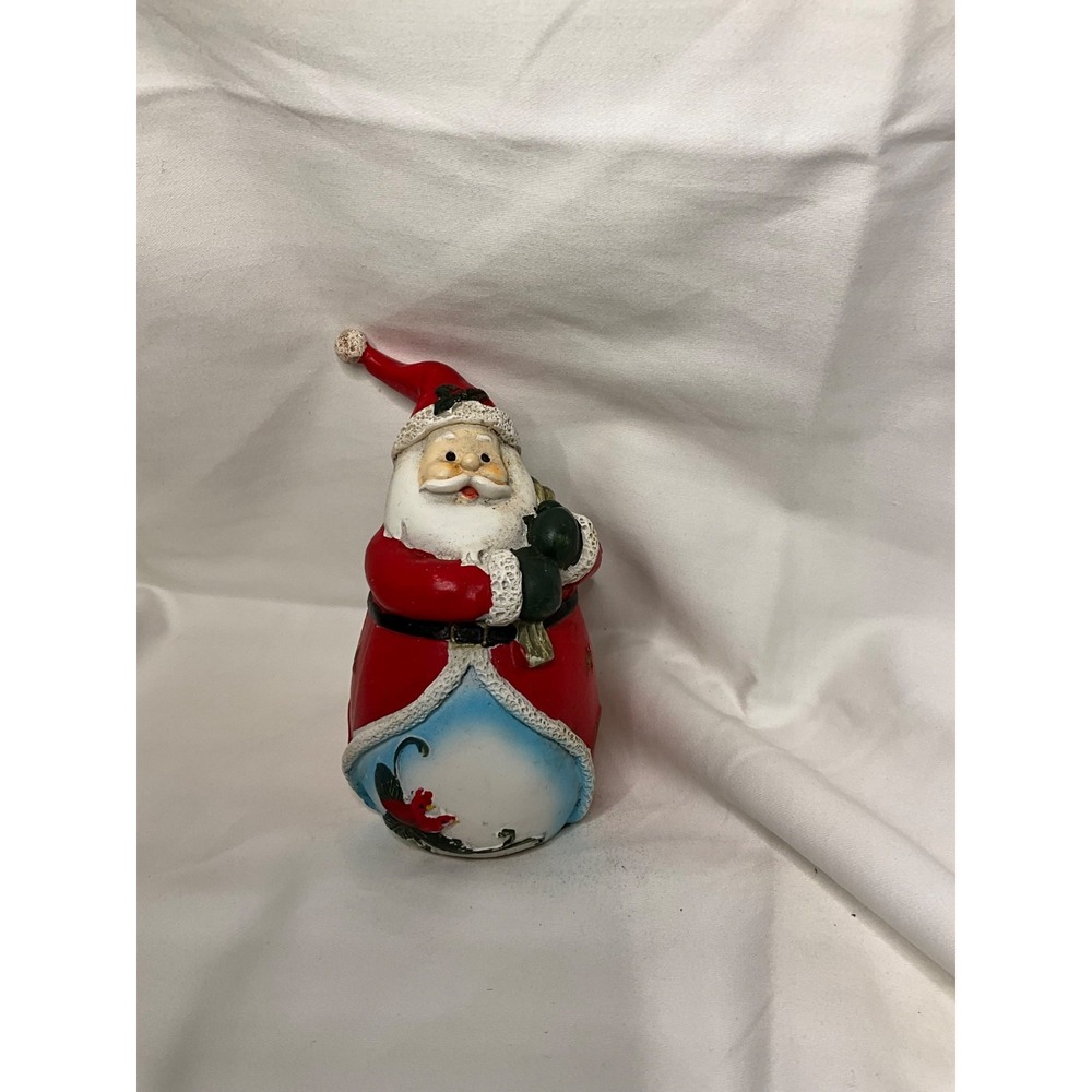 Vintage Style Resin Santa Claus Figurine 5" Shelf Sitter Cardinal Toy Sack